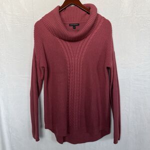 Banana Republic Chunky Chic Cable Knit Cowl Neck Long Sleeve Sweater Rose Large